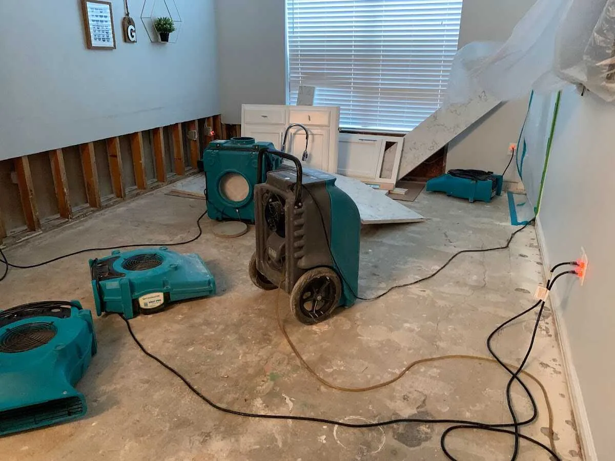 Dehumidifier in flood-cut room for Water Damage Restoration in San Luis Obispo